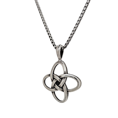 Celtic Love Knot Necklace in Sterling Silver on a 18