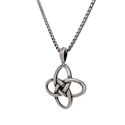 Celtic Love Knot Necklace in Sterling Silver on a 18