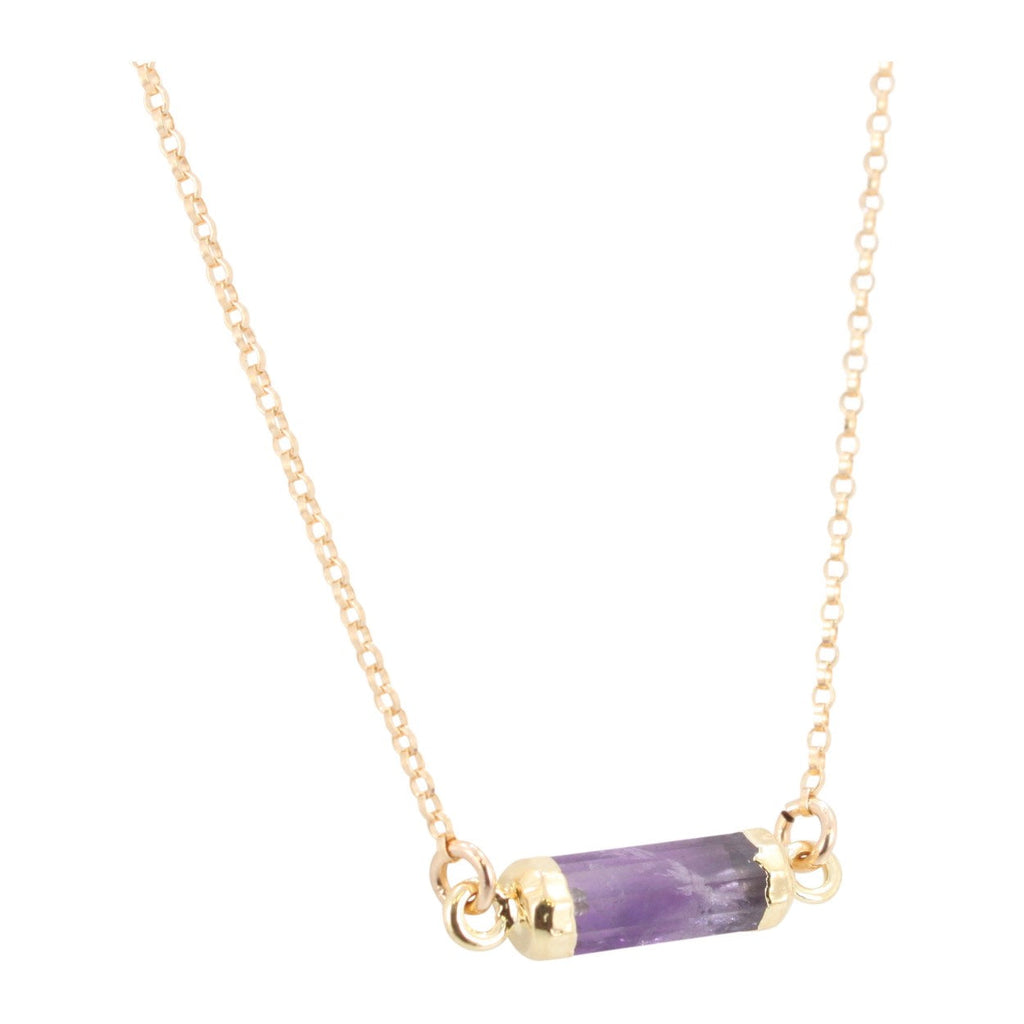 Petite Gemstone Bar Necklace in Gold or Silver,