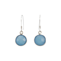 Round Gemstone Dangle Earrings in Sterling Silver, Choose your color