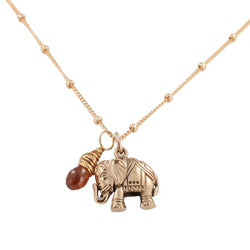 Elephant Necklace in Bronze with Sapphire Gemstone