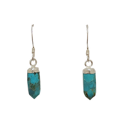 New Stones! Silver Gemstone Point Dangle Earrings