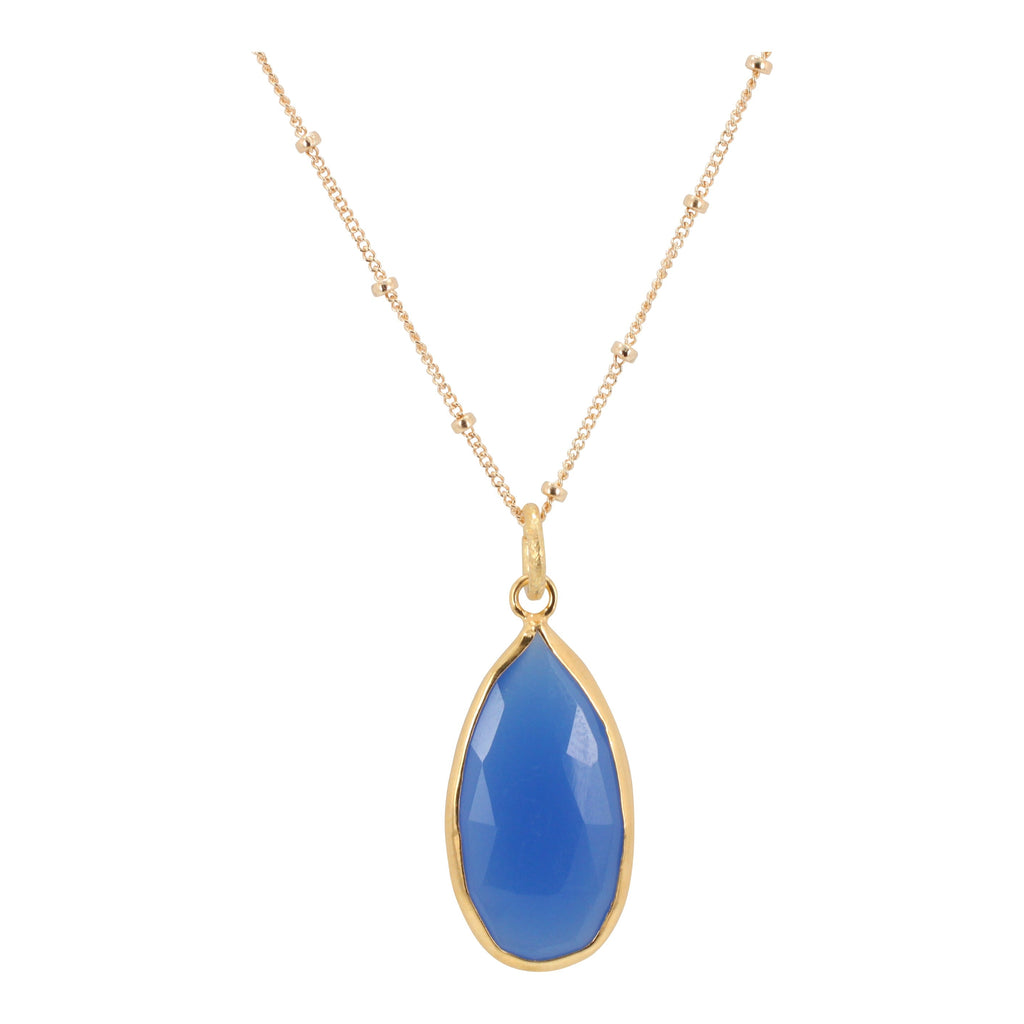 Gold Deep Blue Chalcedony Necklace