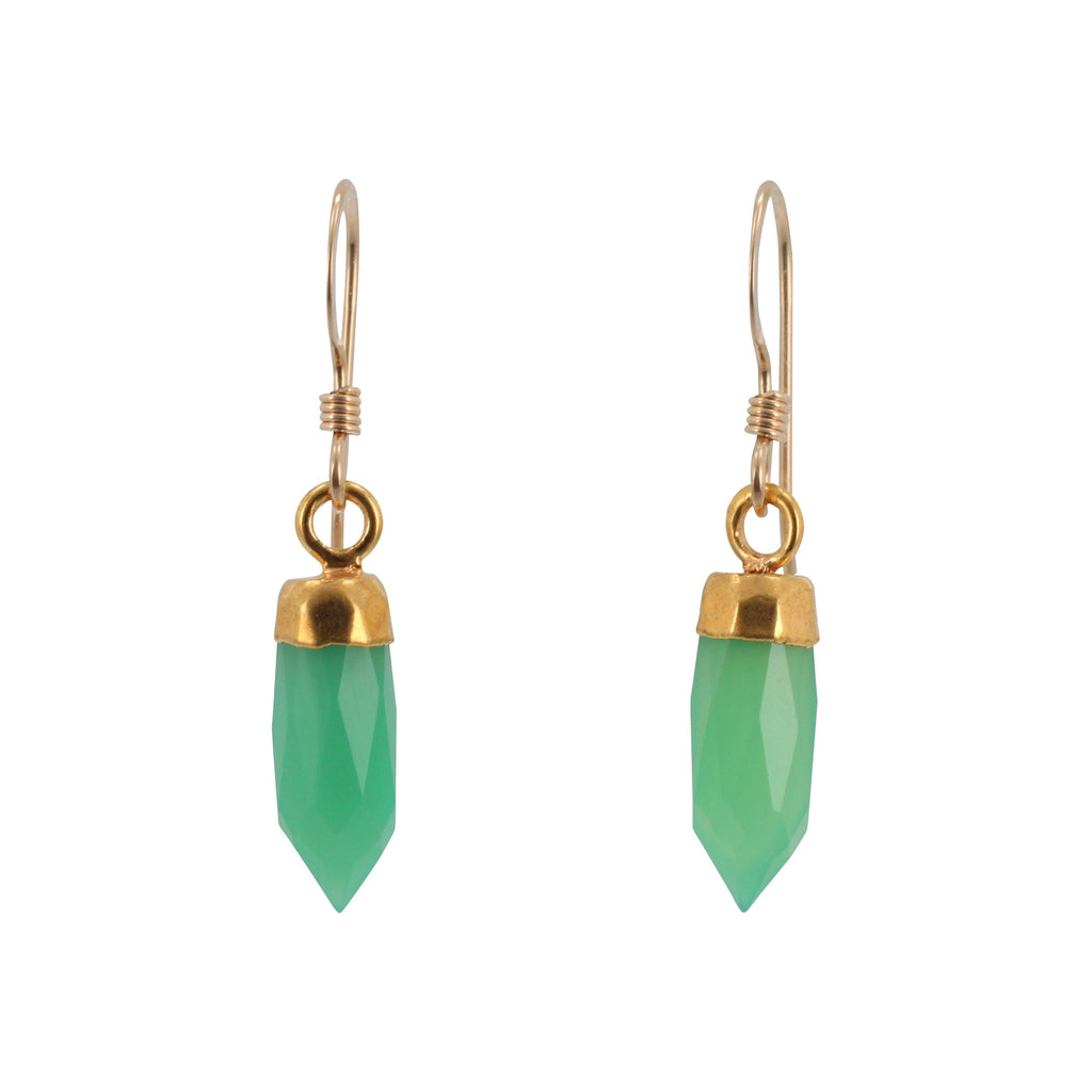 Gold Gemstone Point Dangle Earrings