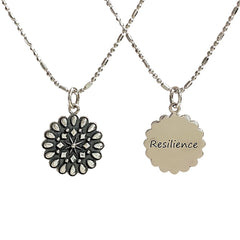 Resilience Mandala Affirmation Double Sided Necklace in Sterling Silver