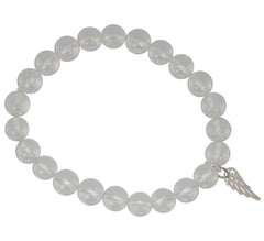 Angel Wing Healing Bracelet - 8mm Crystal Quartz Bracelet