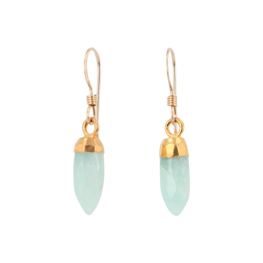 Gold Gemstone Point Dangle Earrings