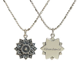 Abundance Mandala Affirmation Double Sided Necklace in Sterling Silver