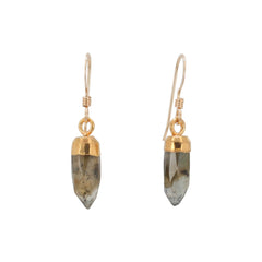 Gold Gemstone Point Dangle Earrings