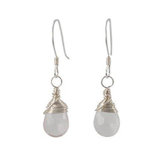 Rose Quartz Gemstone Dangle Earrings in Silver