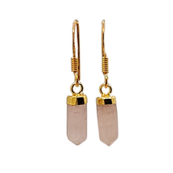 Gold Gemstone Point Dangle Earrings