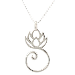 Sterling Silver Lotus Flower Charm Holder Necklace
