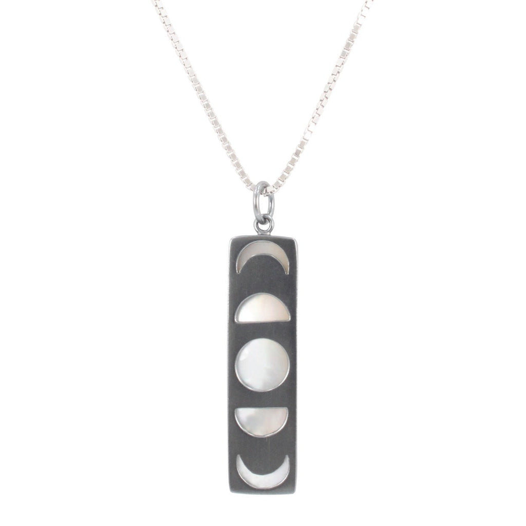 Lunar Moon Phase Necklace with Mother of Pearl