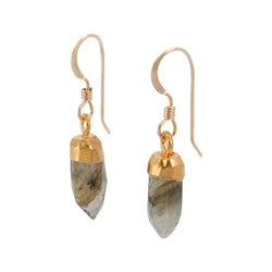 Gold Gemstone Point Dangle Earrings