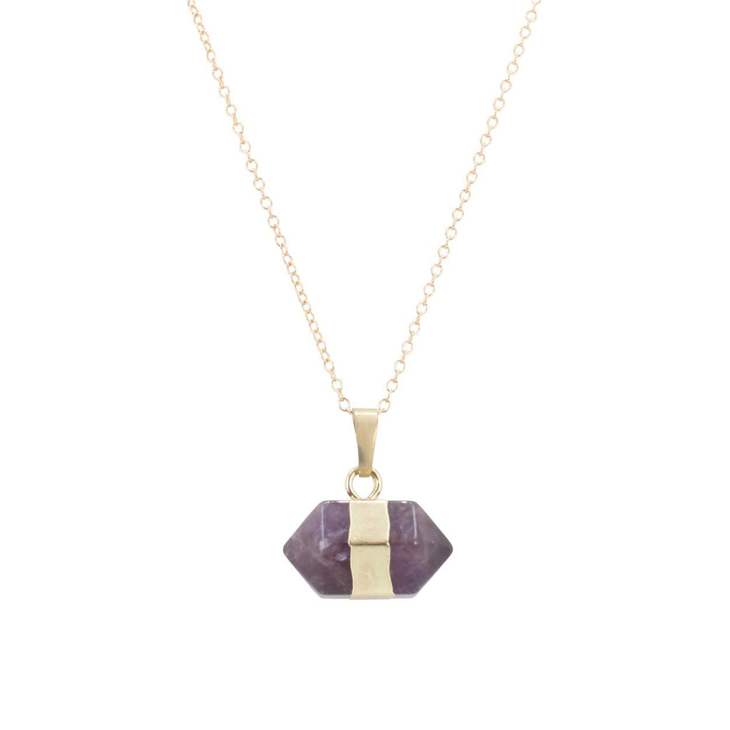 Amethyst Double Point Necklace, Crown Chakra, 20