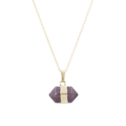 Amethyst Double Point Necklace, Crown Chakra, 20
