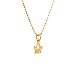 Tiny Cut Out Design Lotus Flower Pendant in 24K Gold Plate on a 16