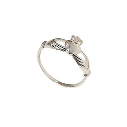 Small Irish Friendship & Love Band Celtic Claddagh Ring in Sterling Silver, Sizes 6, 7, 8, and 9