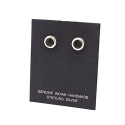 Limited Edition Navajo Indian Hand Crafted Medium Round Stone and Sterling Silver Stud Earrings, Color Choice
