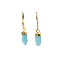 Gold Gemstone Point Dangle Earrings