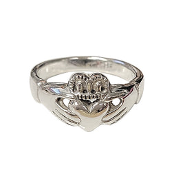 Large Heavy Irish Friendship & Love Band Celtic Claddagh Ring in Sterling Silver, Sizes 5, 8, and 9