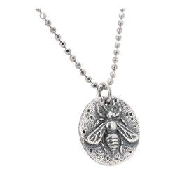 Bee Coin Necklace in Sterling Silver, 18