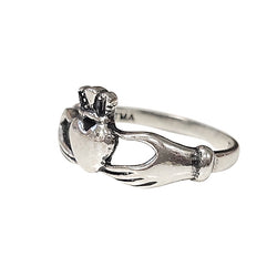 Small Irish Friendship & Love Band Celtic Claddagh Ring in Sterling Silver, Sizes 6, 7, 8, and 9
