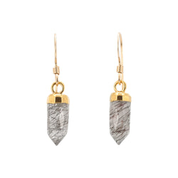 Gold Gemstone Point Dangle Earrings
