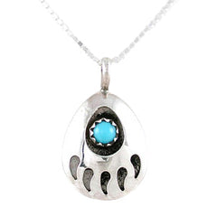 Medium Turquoise Bear Paw Necklace,