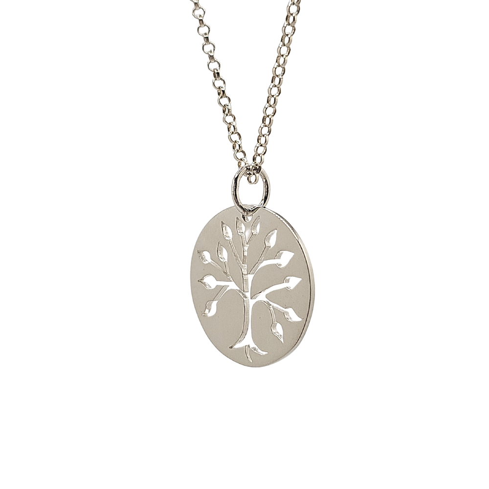 Large Cut Out Tree of Life Necklace in Sterling Silver on 18