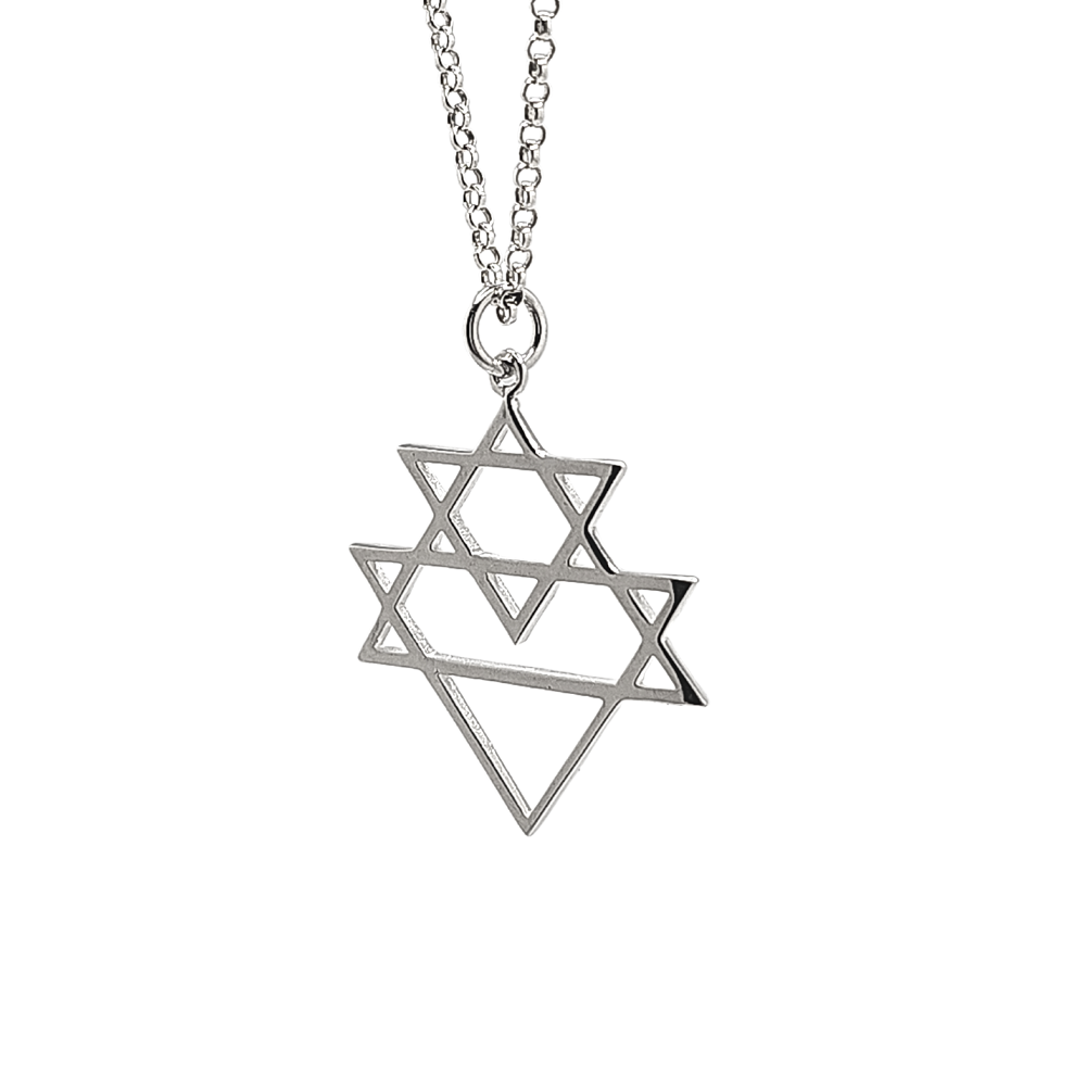 Sri Yantra Triangle Sterling Silver Necklace on a 20