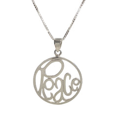 Round PEACE Word Pendant Necklace in Sterling Silver 18