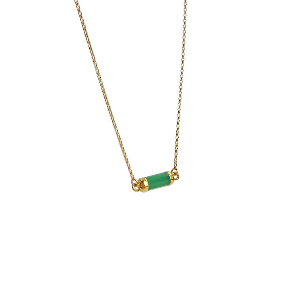 Petite Gemstone Bar Necklace in Gold or Silver,