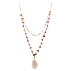 Pink Tourmaline and Rose Quartz Layer Necklace