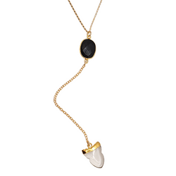 Limited Edition Gemstone Lariat Necklace, Onyx, Moonstone or Quartz