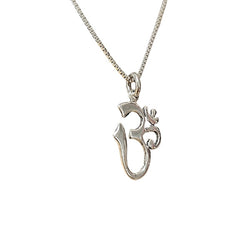 Calligraphy Style Om (Aum) Pendant in Sterling Silver on 18