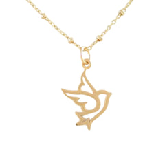 Open Design Dove Pendant or Charm in 24k Gold Plated Bronze on a 18