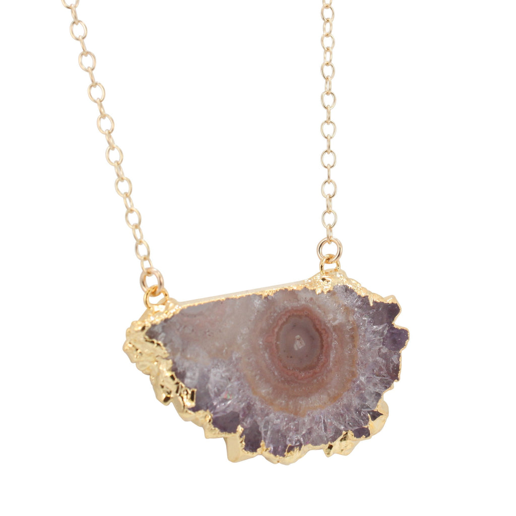 Amethyst Stalactite Gemstone Necklace on a 22 Inch Chain