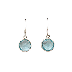 Round Gemstone Dangle Earrings in Sterling Silver, Choose your color