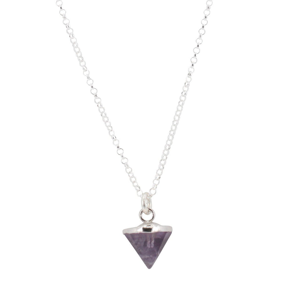 Silver Gemstone Spike Necklace in Stone Choice