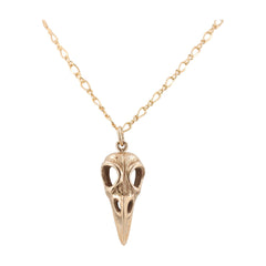 Bronze Bird Skull Necklace on 24