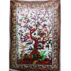 Tree of Life Floral Peacock Tapestry