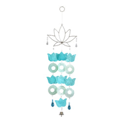 Capiz Lotus Wire Chimes, Blue Green