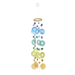 Capiz Chime Round, Blue/Green