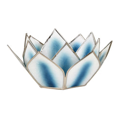 Mini Dahlia Lotus Tea Light Holder, Dark Blue