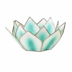 Mini Dahlia Lotus Tea Light Holder, Aquamarine