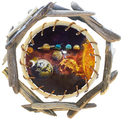 SOLAR SYSTEM - Driftwood Rattan Capiz Laminated Wall Decor