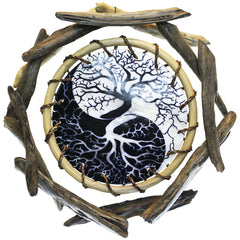 YIN-YANG TREE OF LIFE - Driftwood Rattan Capiz Laminated Wall Decor