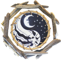 YIN-YANG SUN MOON - Driftwood Rattan Capiz Laminated Wall Decor