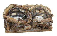 Driftwood Votive Candle Holder - DOUBLE